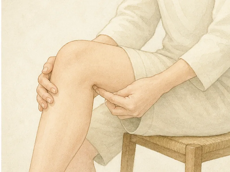 委中の押し方 2:指を当てる