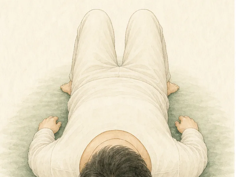 胃兪の押し方 3:体重を軽く乗せる